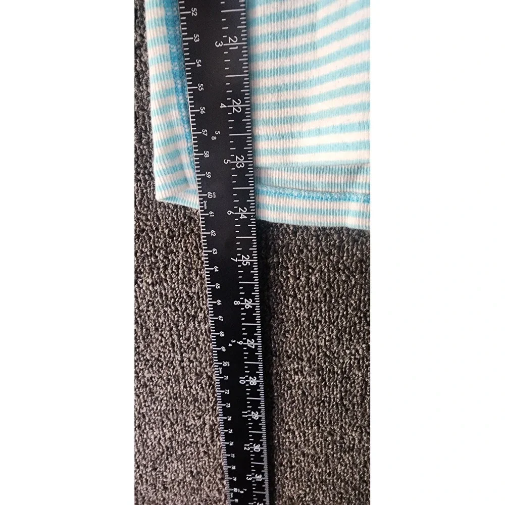 Vintage Y2KHollister Blue White Striped Ribbed V-Neck Short Sleeve Top Size M - Picture 6 of 6